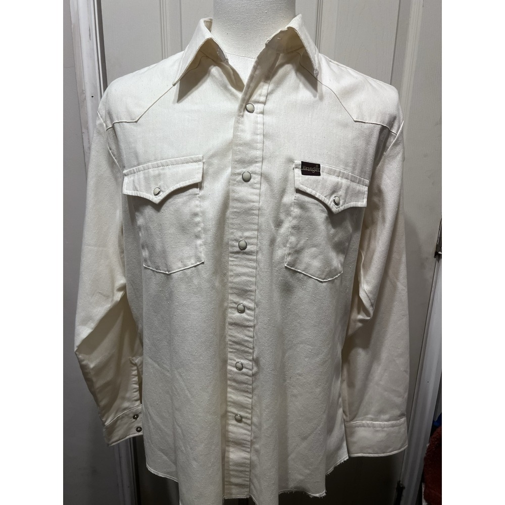Wrangler Upscaled Button Up Shirt With Pearl Snap Large Deer Stag Patch On Back